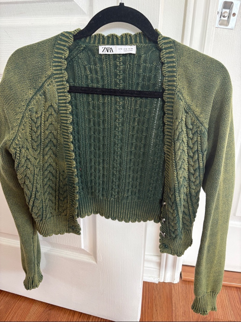 ZARA Cable-Knit Open-Front Cardigan